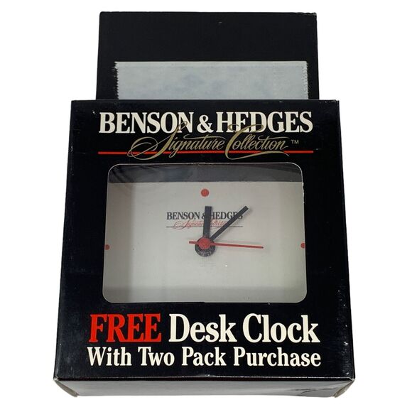 Vintage 90s Benson and Hedges Desk Clock Cigarettes Tobacciana Promotional Black - Picture 2 of 5